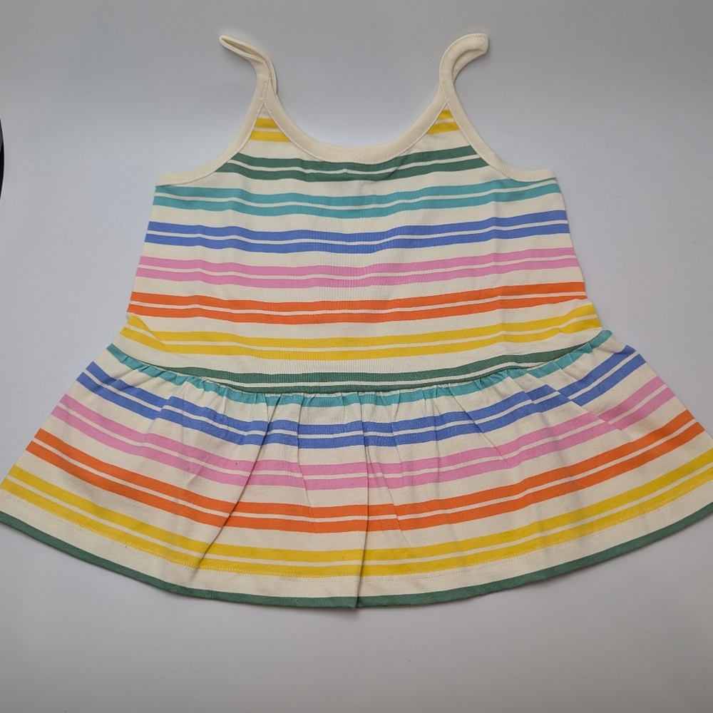 Hanna Andersson Striped Rainbow Peplum Tank Top, Size 8 - Picture 3 of 4
